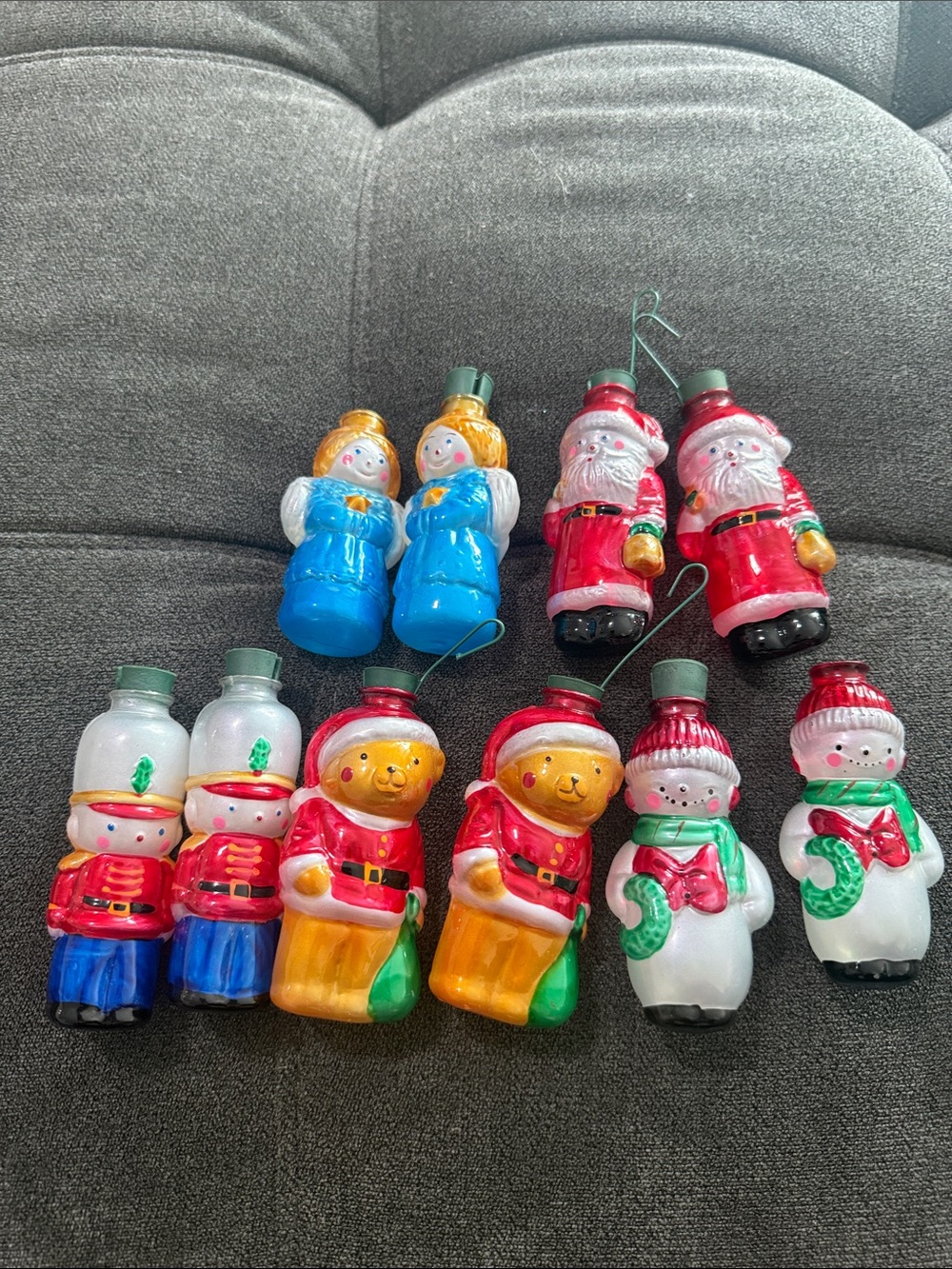 Avon Asst Glass Christmas Ornaments - Santa, Snowman, Angel, Bear & nutcrackers
